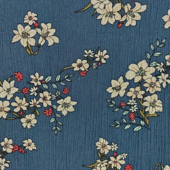 Falls Creek Women's Plus Size Floral Print Lace Detail Long Sleeve Blouse - Picture 6 of 9